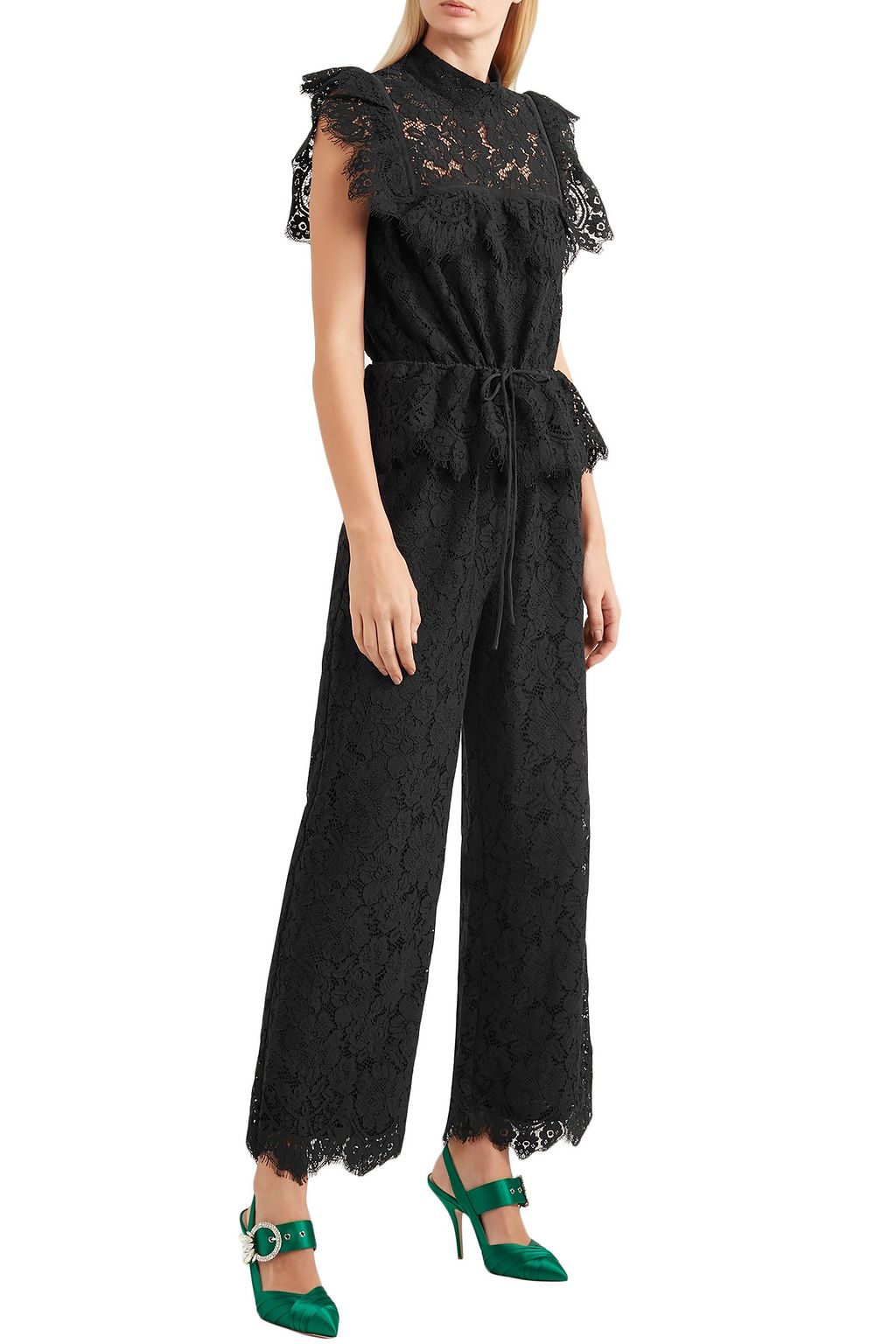 GANNI Ruffled corded lace jumpsuit