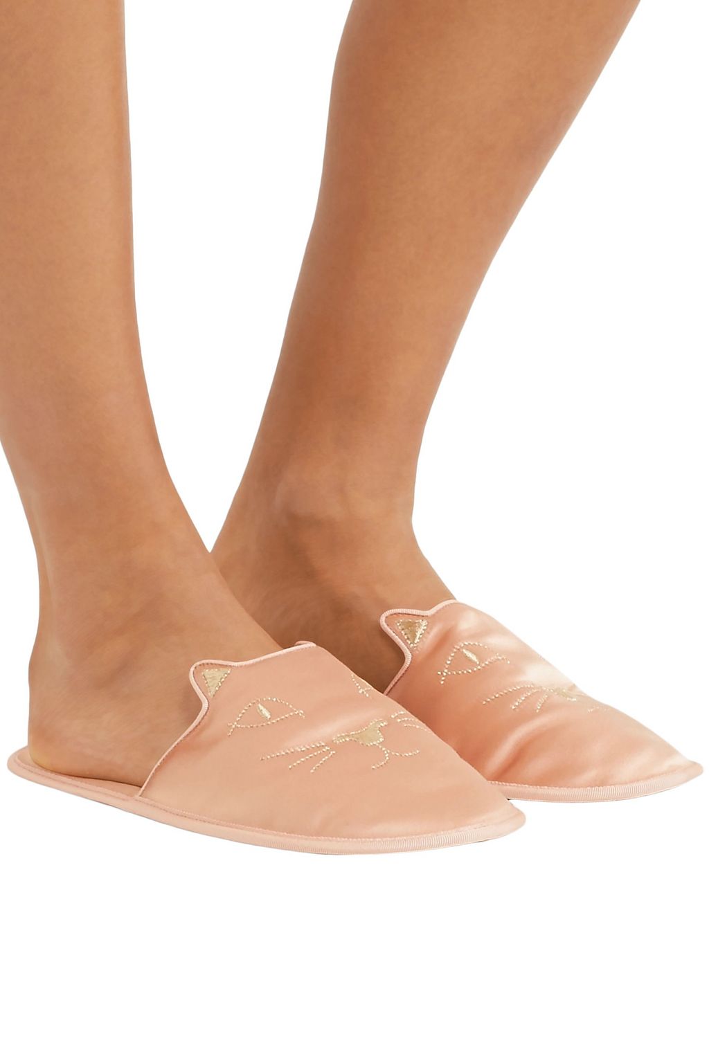 CHARLOTTE OLYMPIA Embroidered satin slippers