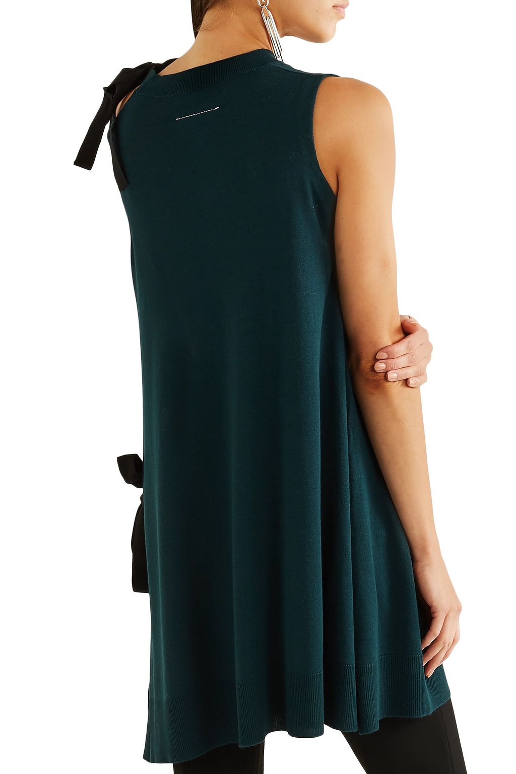 MM6 MAISON MARGIELA Tie-side asymmetric knitted mini dress