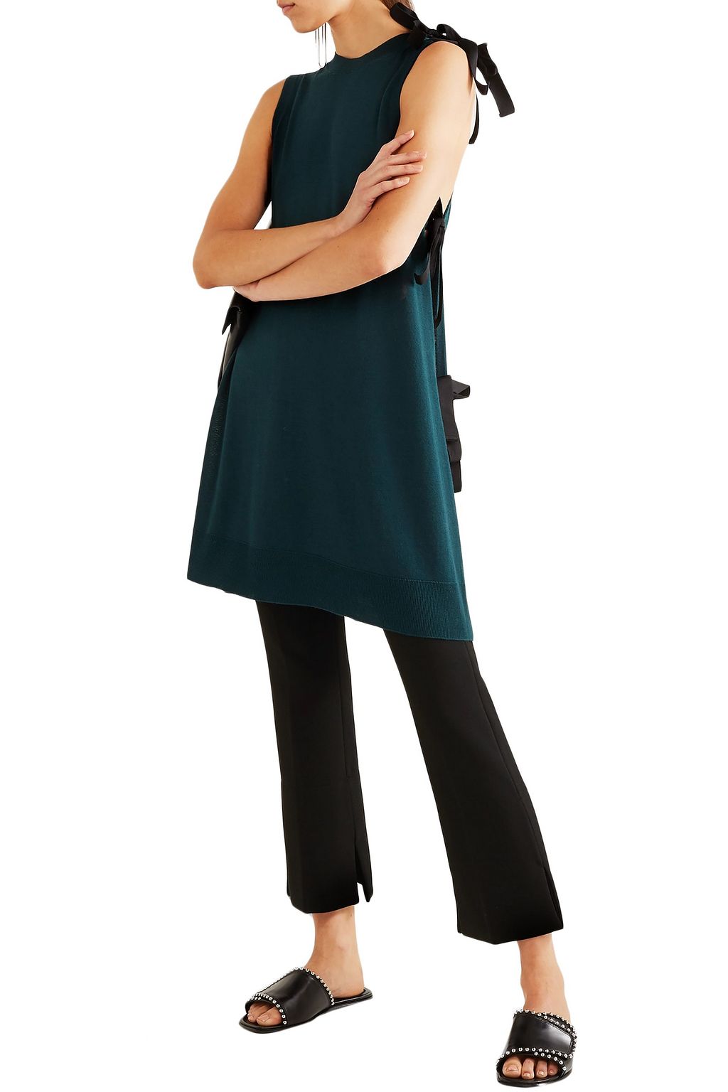 MM6 MAISON MARGIELA Tie-side asymmetric knitted mini dress