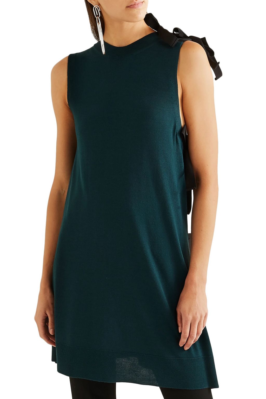 MM6 MAISON MARGIELA Tie-side asymmetric knitted mini dress