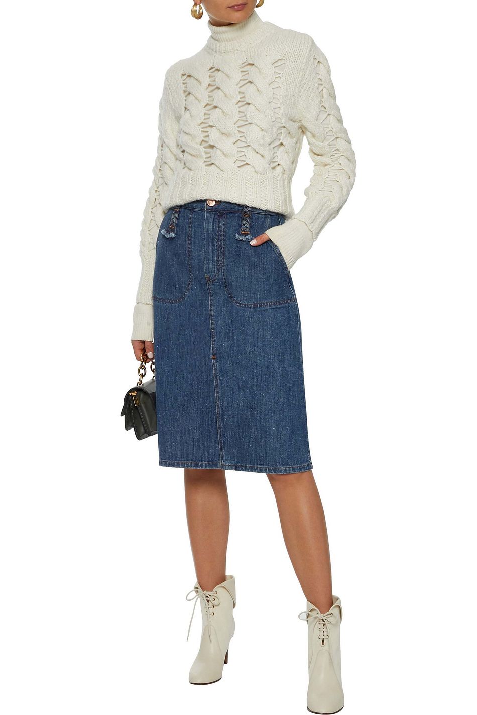 see by chloe braided denim skirt