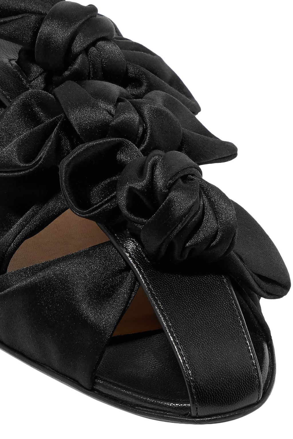 THE ROW Capri bow-embellished satin and leather sandals