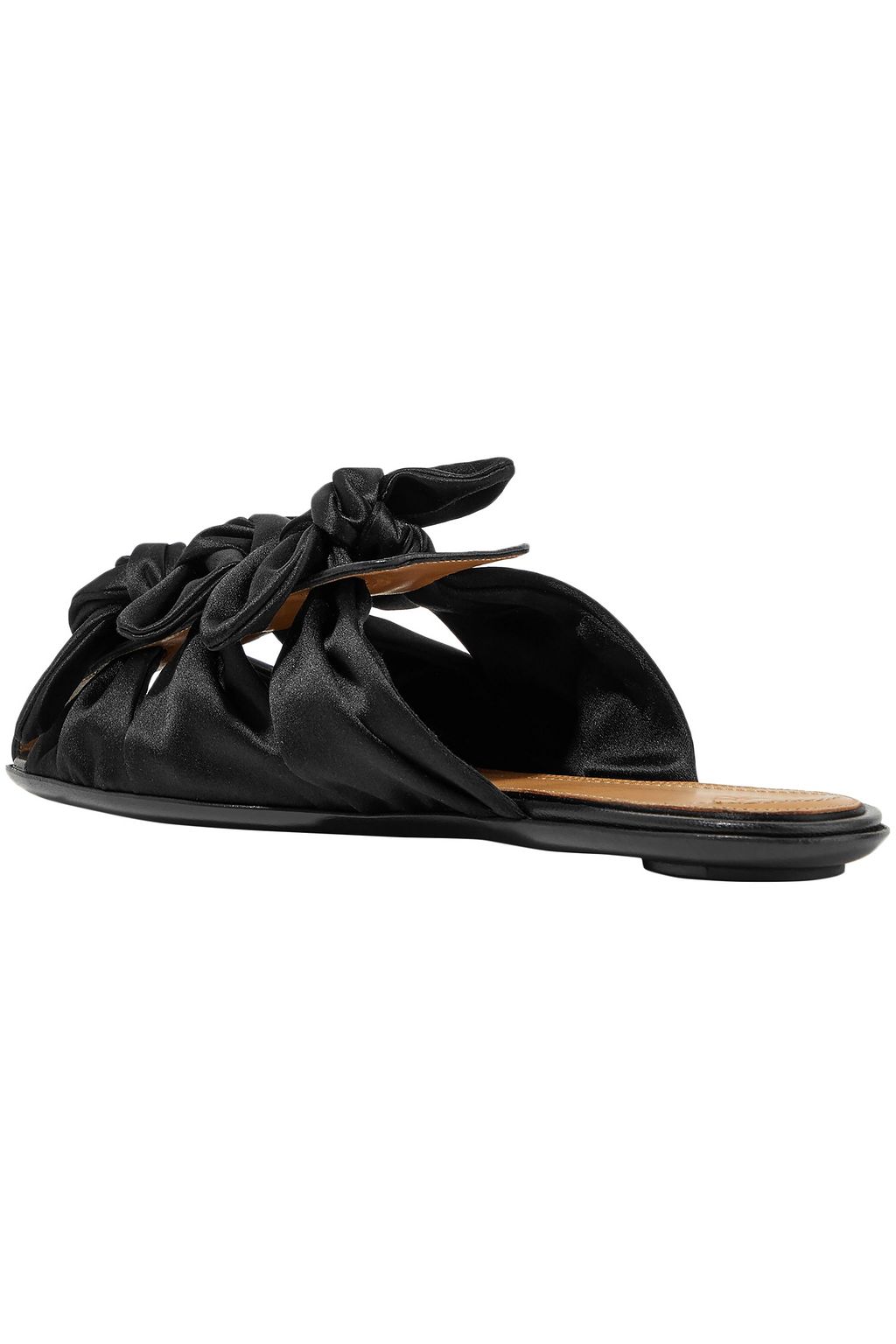 THE ROW Capri bow-embellished satin and leather sandals