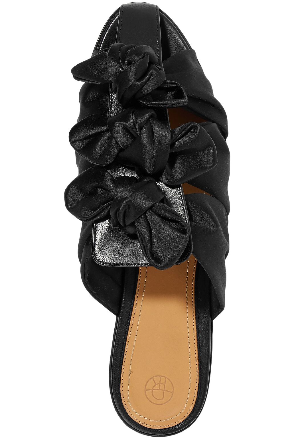 THE ROW Capri bow-embellished satin and leather sandals