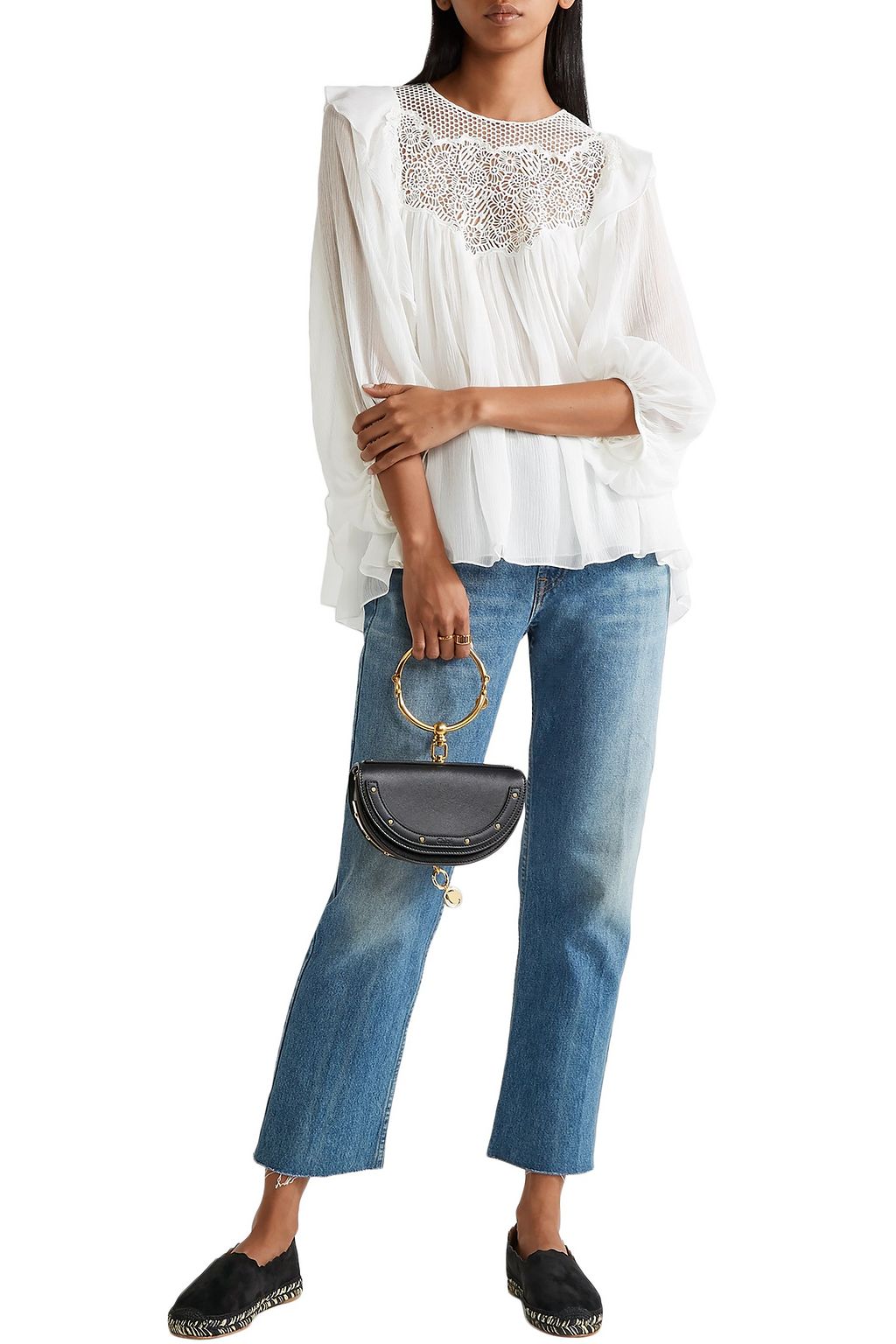 CHLOÉ Scalloped suede espadrilles