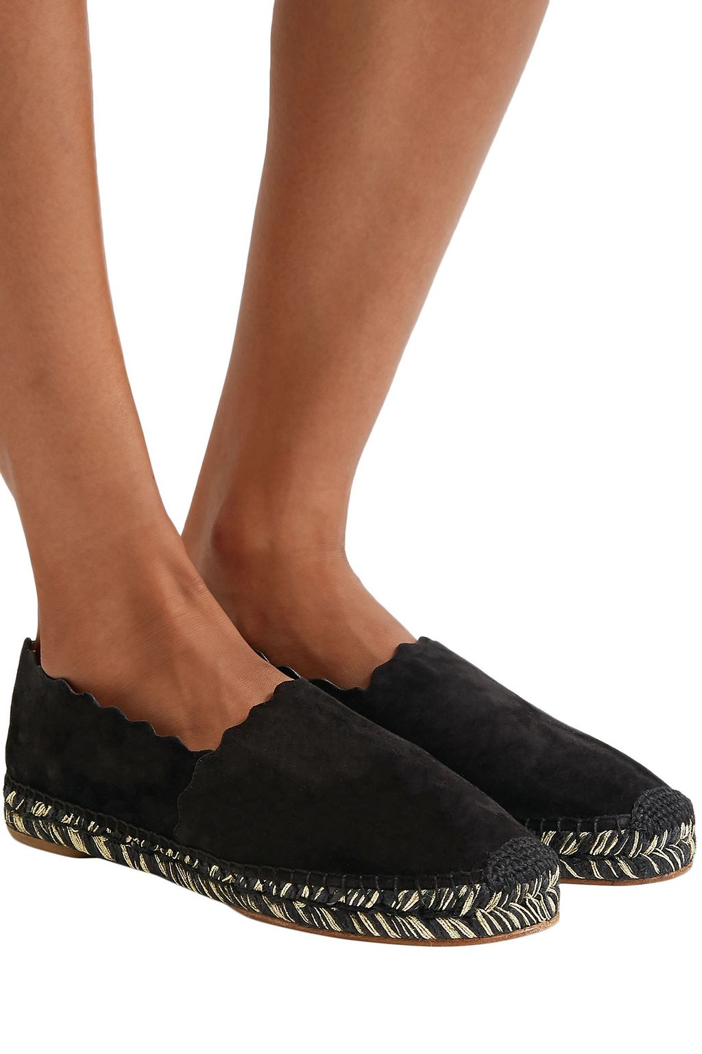 CHLOÉ Scalloped suede espadrilles