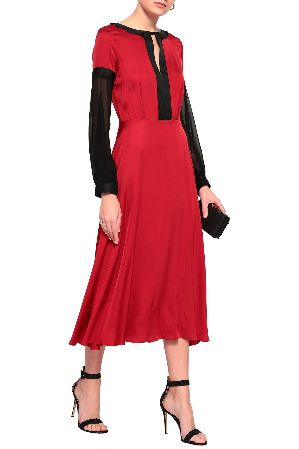 AMANDA WAKELEY Two-tone chiffon and satin gown