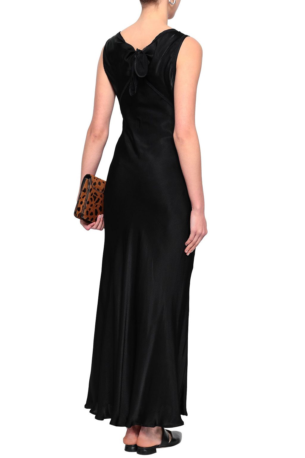 ALEXACHUNG Knotted satin-crepe maxi slip dress