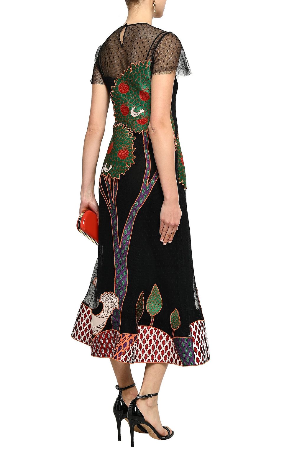 REDVALENTINO Embellished point d'esprit midi dress