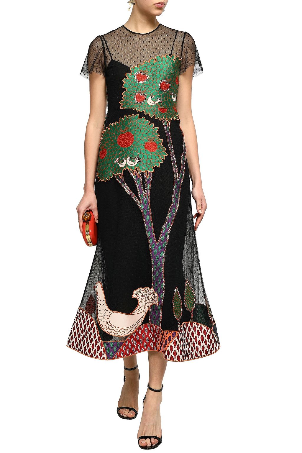 REDVALENTINO Embellished point d'esprit midi dress
