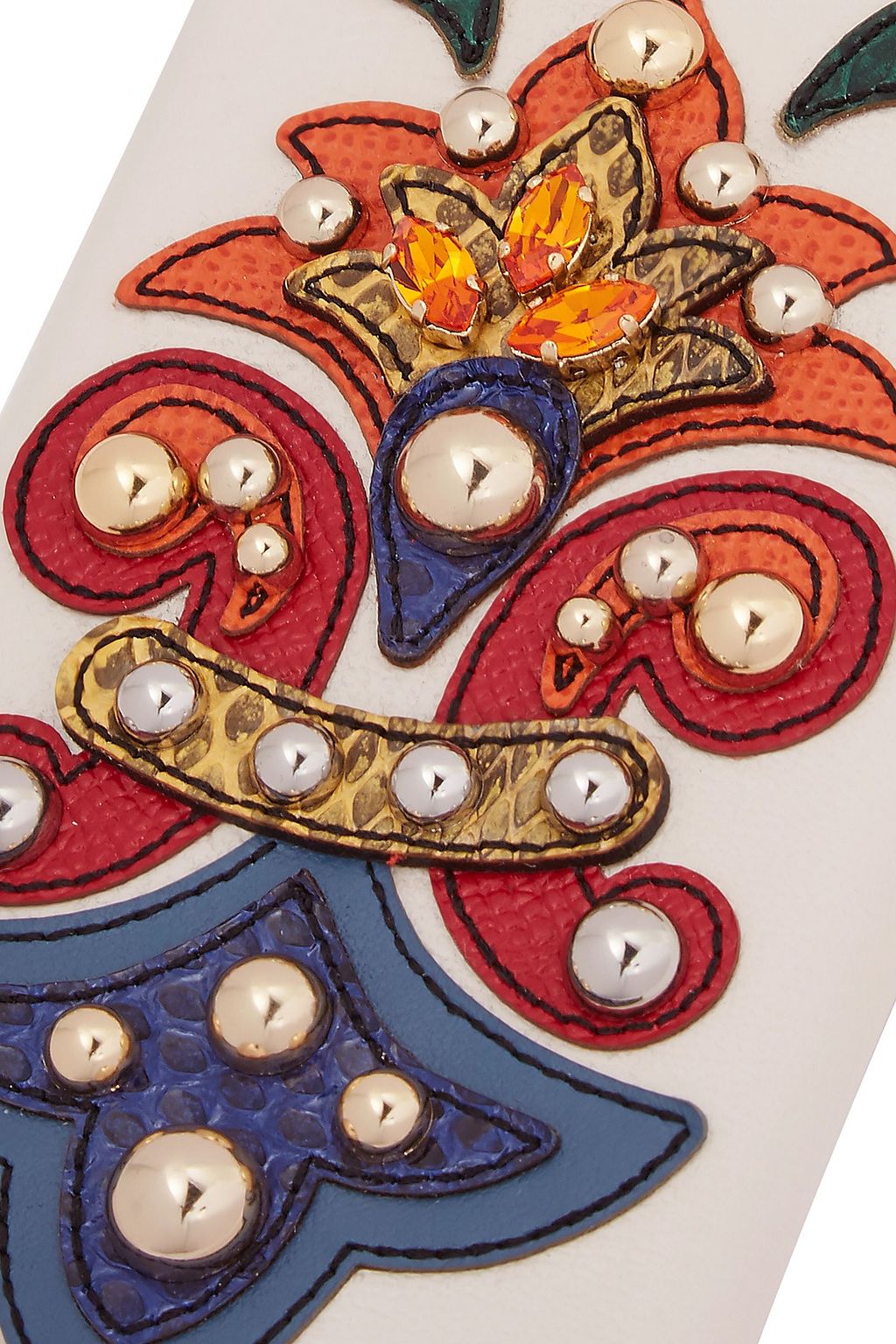 DOLCE&GABBANA Embellished ayers-appliquéd textured-leather iPhone 7 case