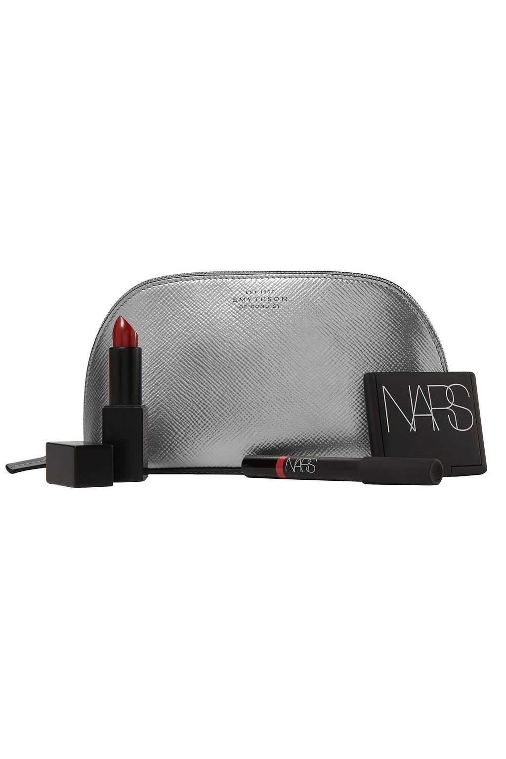 SMYTHSON Panama metallic textured-leather cosmetics case
