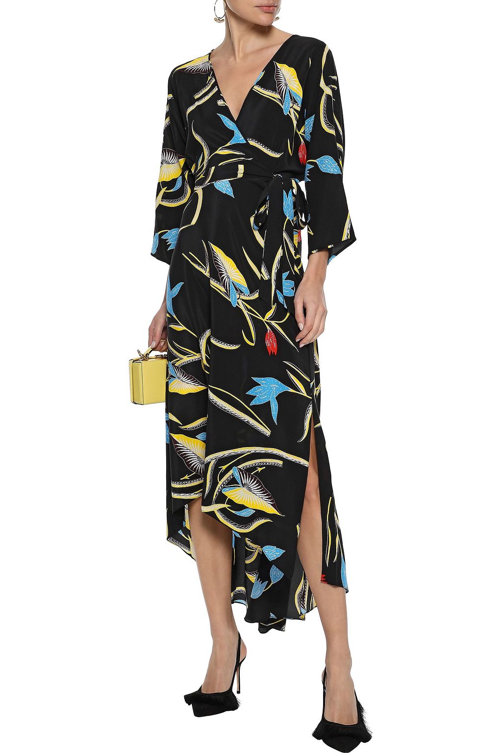 DIANE VON FURSTENBERG Eloise asymmetric floral-print silk midi wrap dress