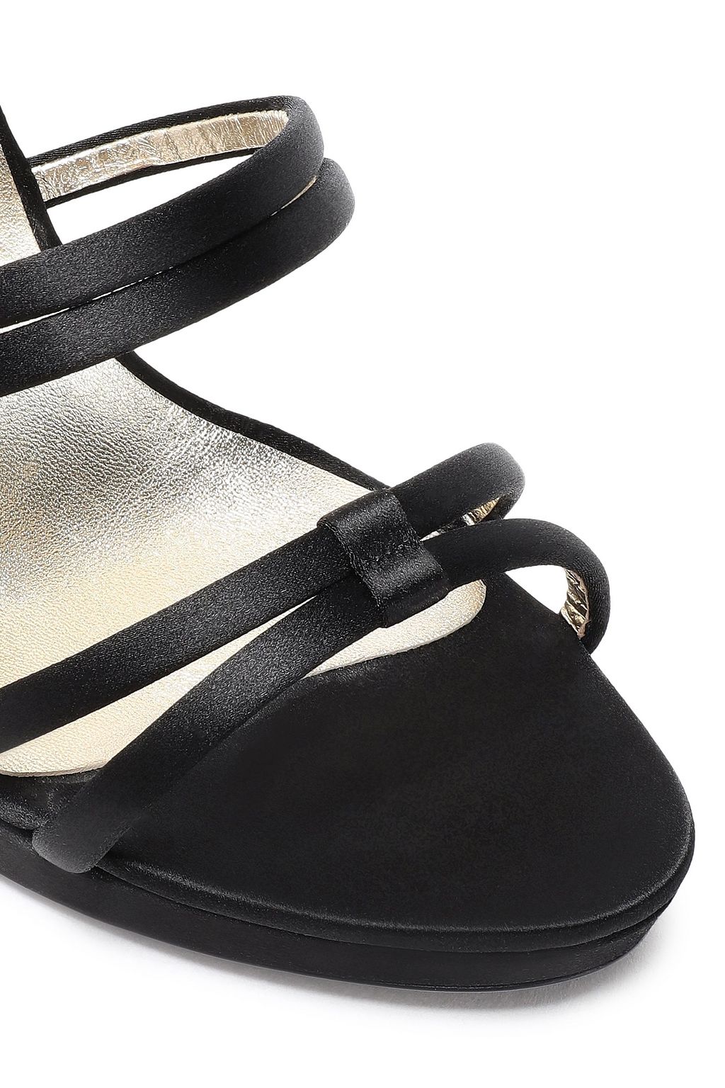 ROGER VIVIER Metallic leather-trimmed satin platform sandals