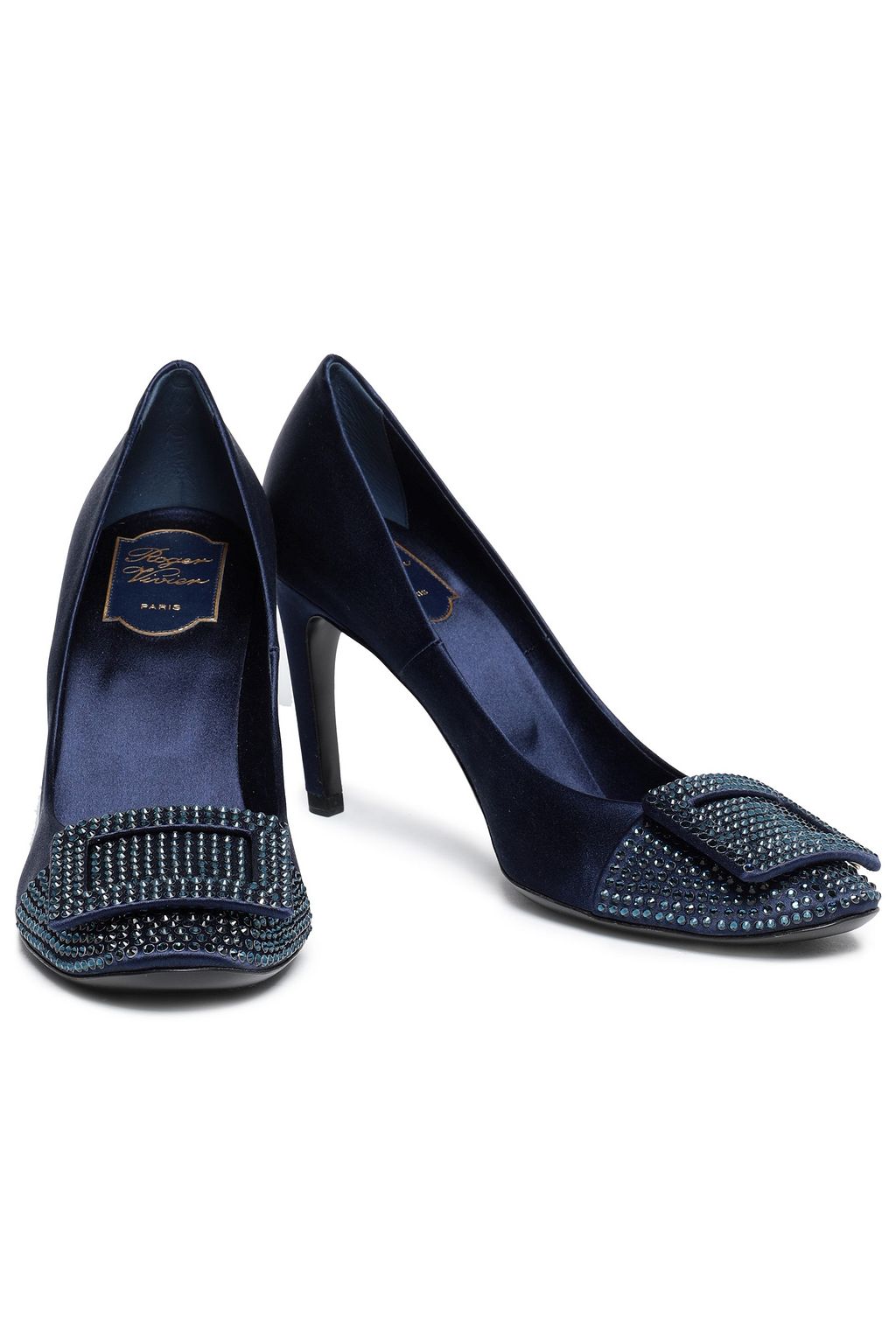 ROGER VIVIER Crystal-embellished satin pumps