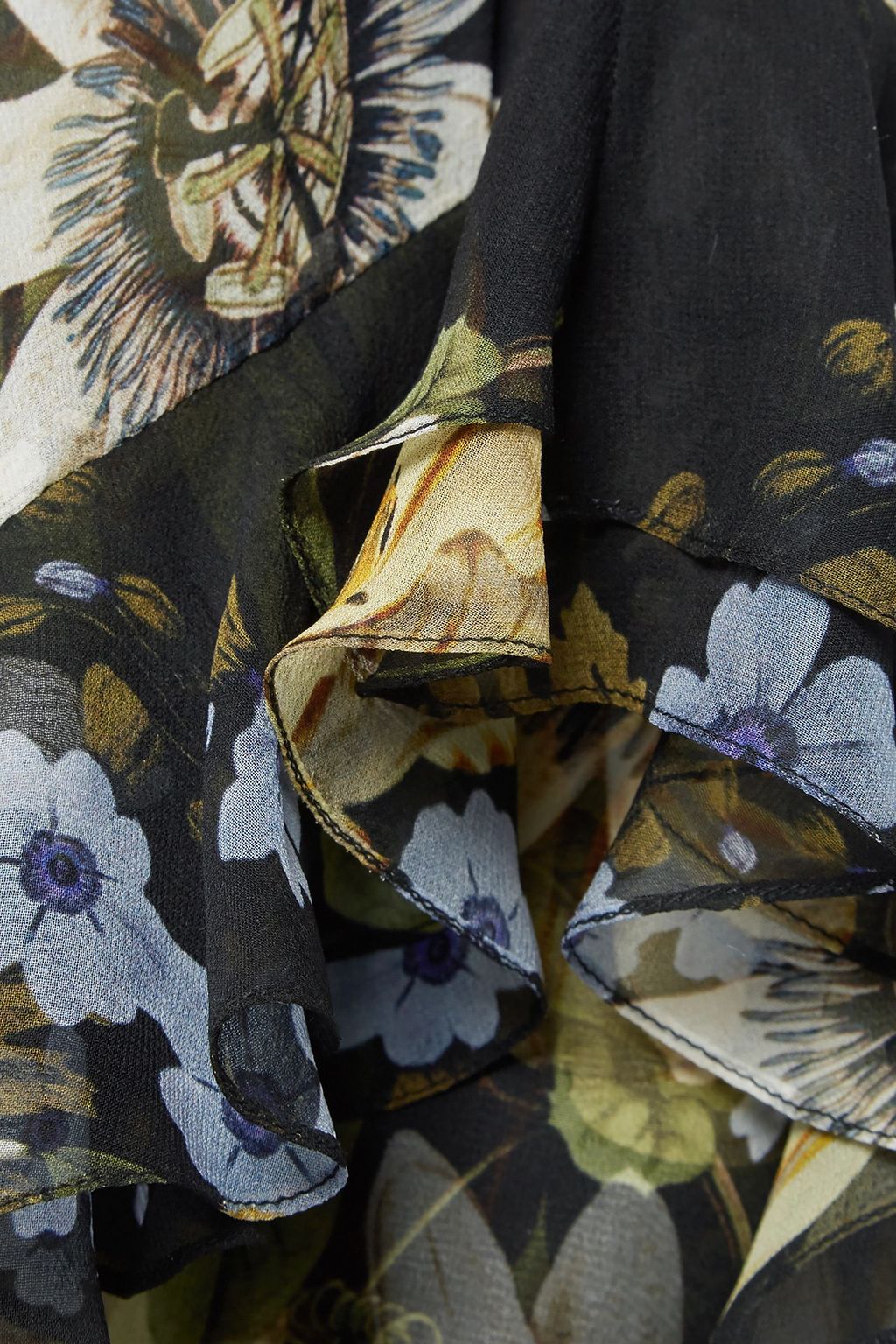 ERDEM Ruffled floral-print silk-georgette midi skirt