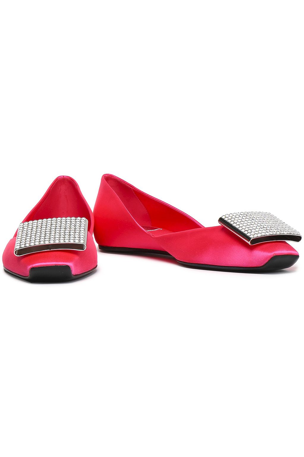 ROGER VIVIER Crystal-embellished satin ballet flats