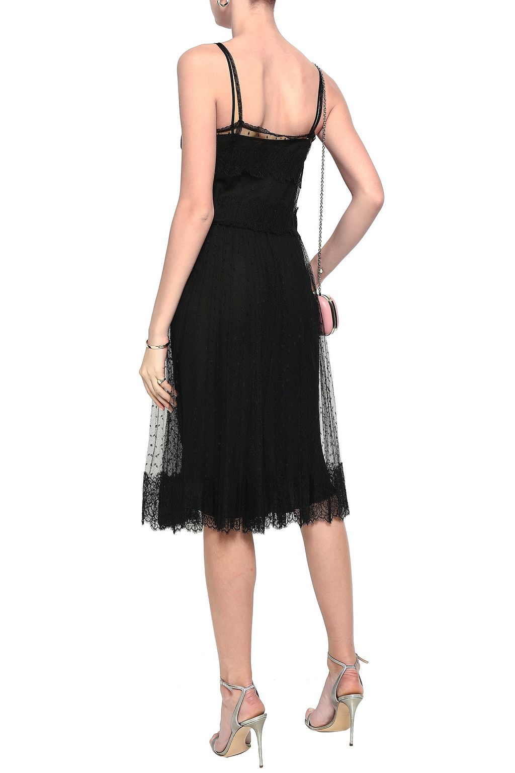 REDVALENTINO Lace-trimmed point d'esprit midi dress