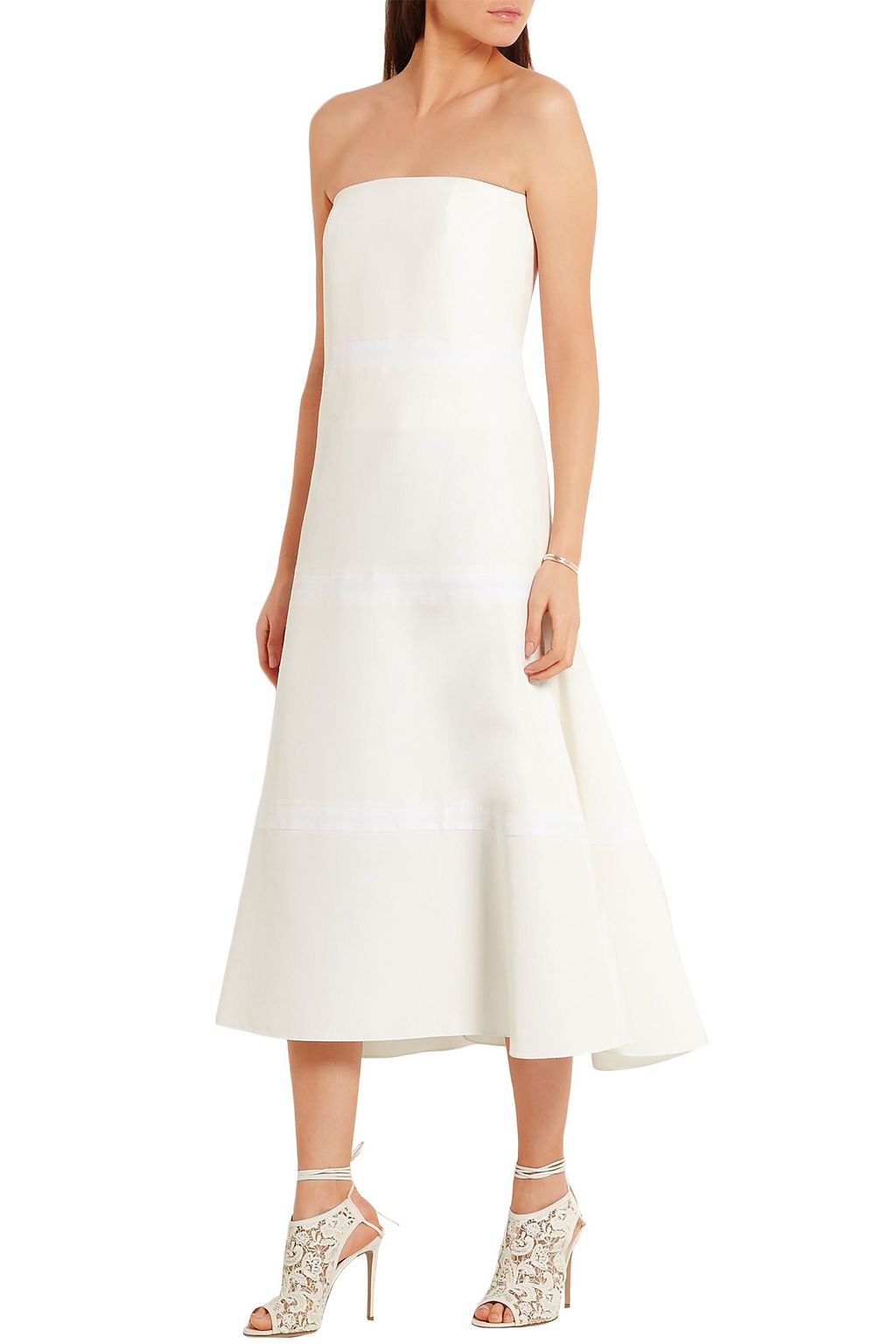 ROKSANDA Strapless cotton and silk-blend midi dress
