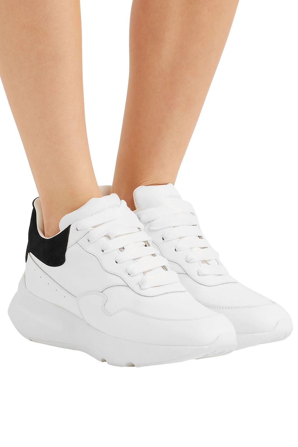 MCQUEEN Suede-trimmed leather sneakers