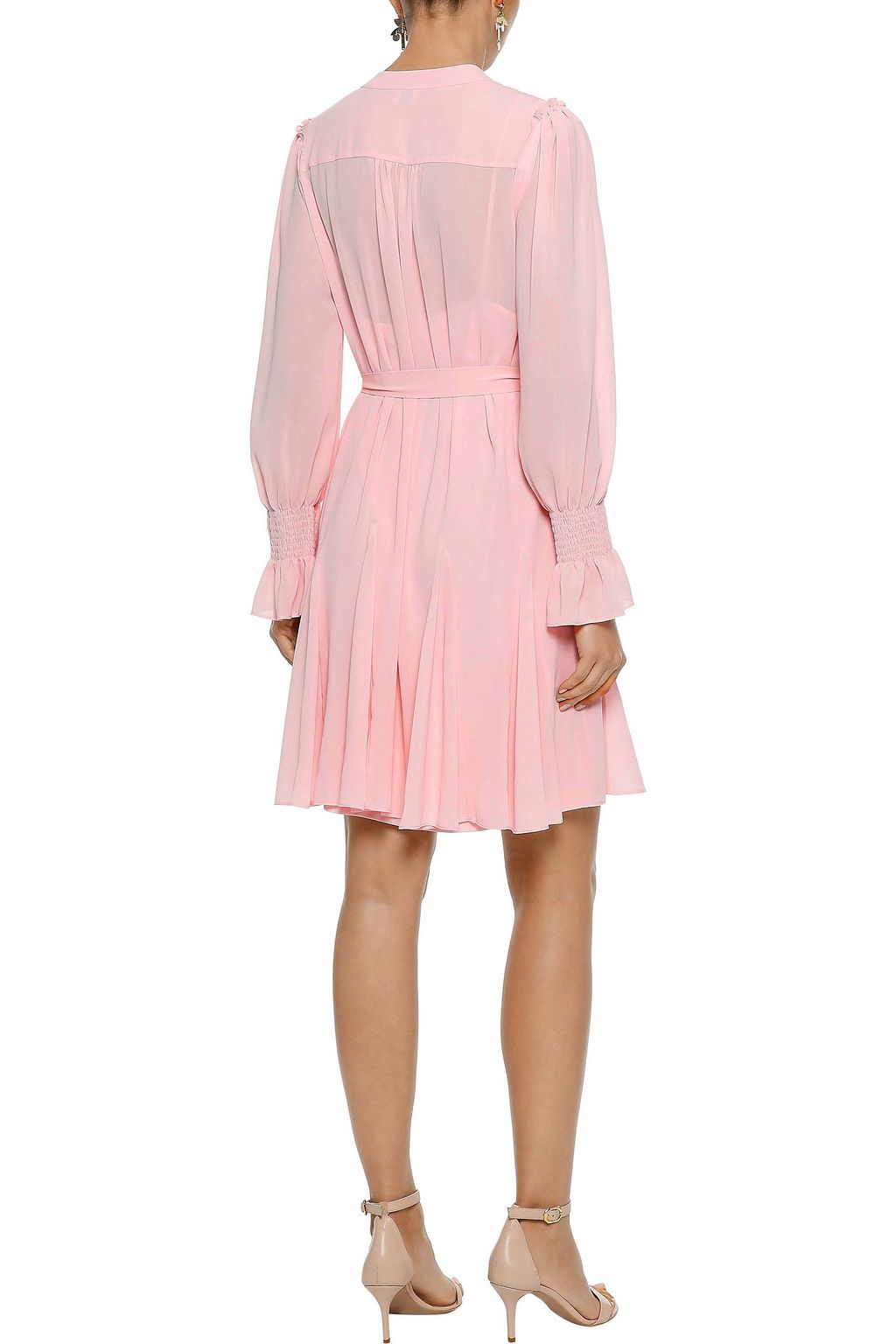 IRIS & INK Gabriella wrap-effect belted chiffon mini dress