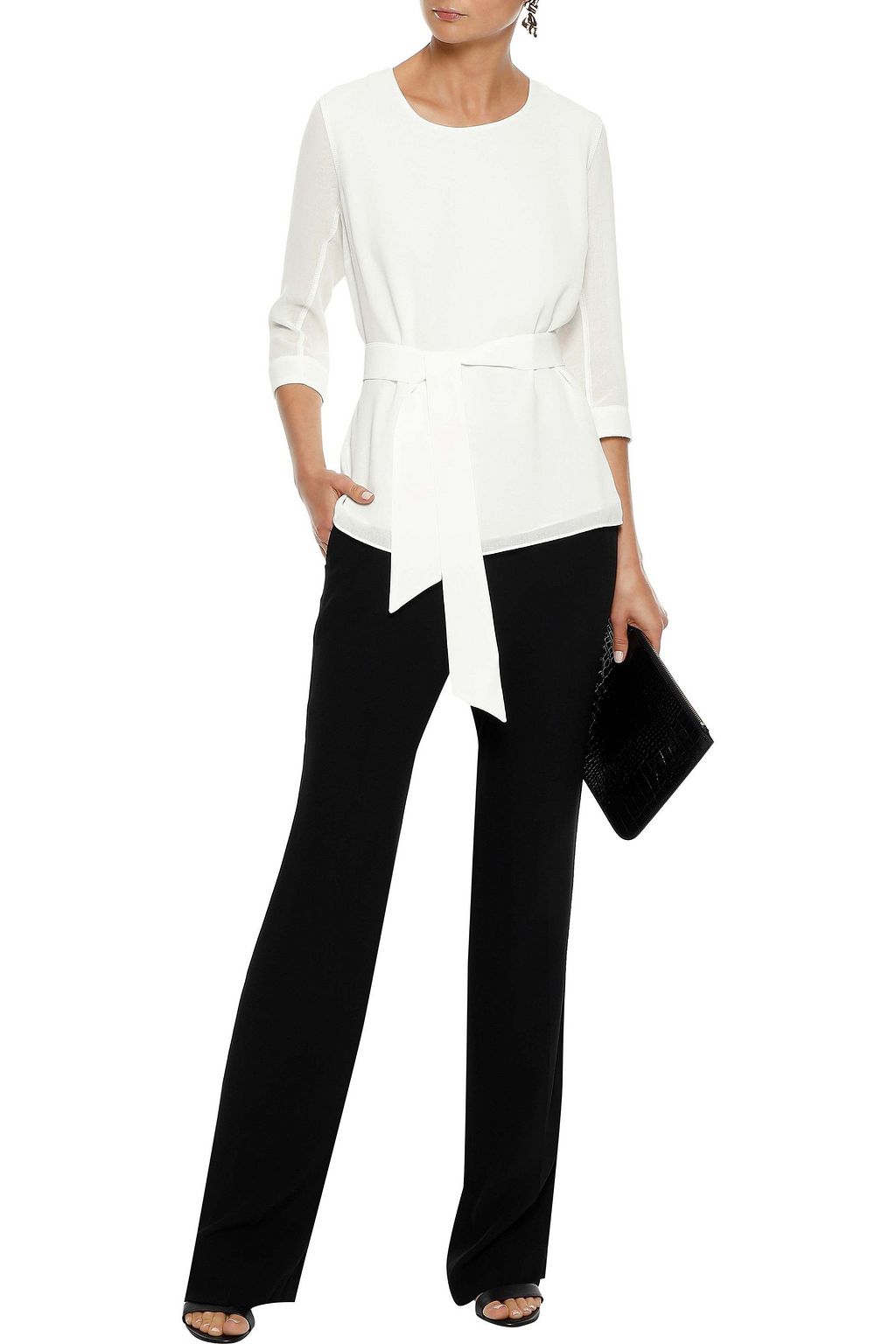 IRIS & INK Delilah belted crepe blouse