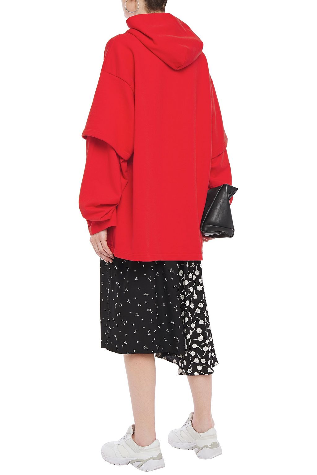 VETEMENTS Layered French cotton-blend terry hooded sweatshirt
