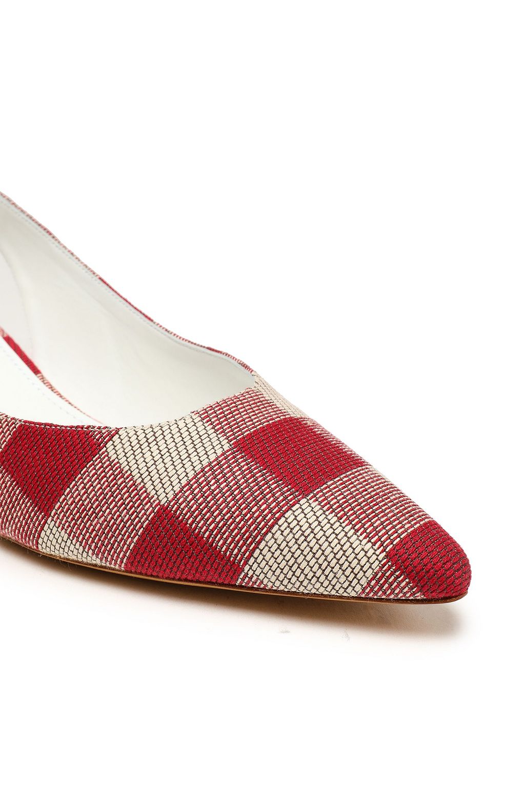 MANSUR GAVRIEL Gingham jacquard slingback pumps
