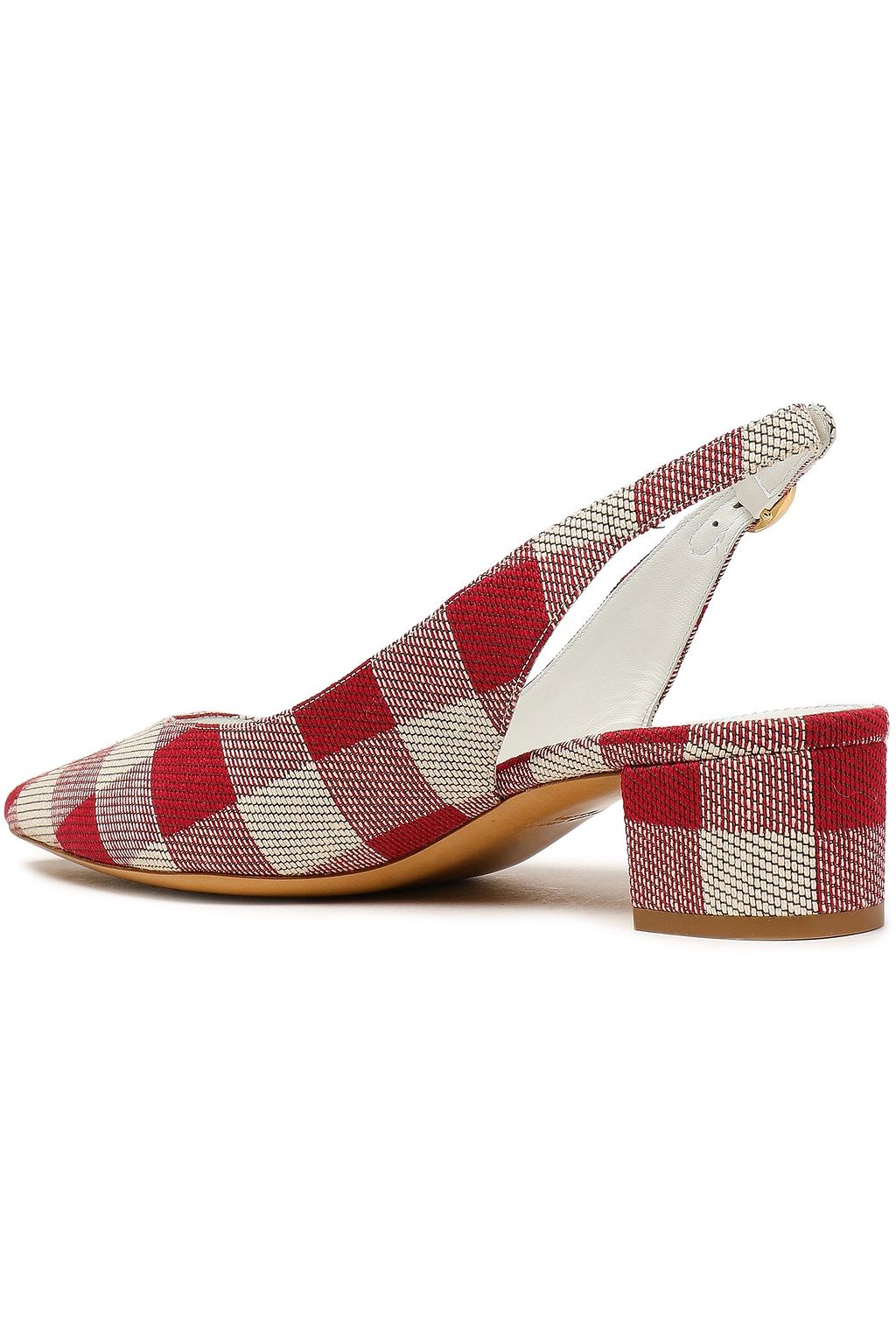 MANSUR GAVRIEL Gingham jacquard slingback pumps