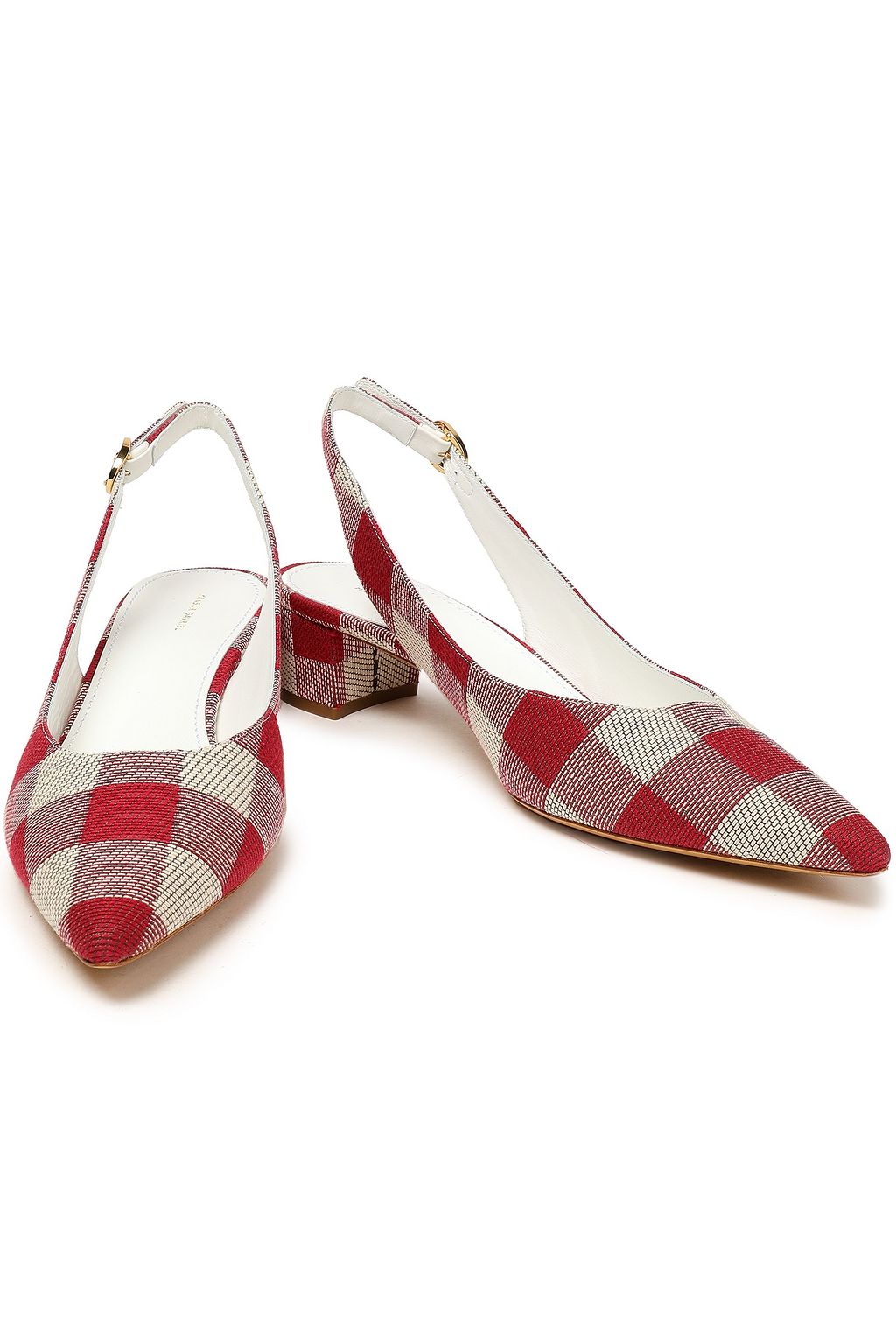 MANSUR GAVRIEL Gingham jacquard slingback pumps