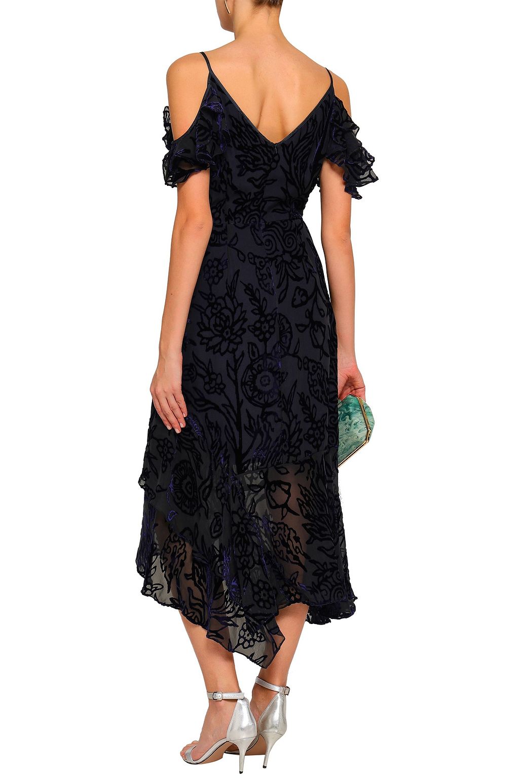 PETER PILOTTO Cold-shoulder devoré-chiffon midi dress