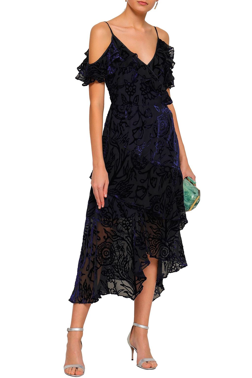 PETER PILOTTO Cold-shoulder devoré-chiffon midi dress