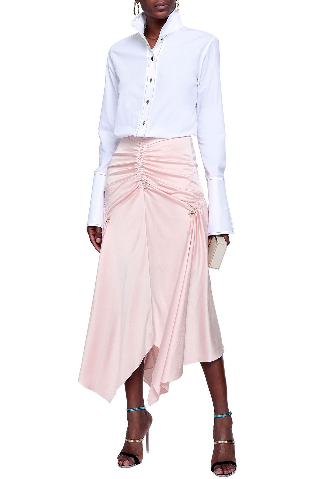 PETER PILOTTO Ruched satin-crepe midi skirt