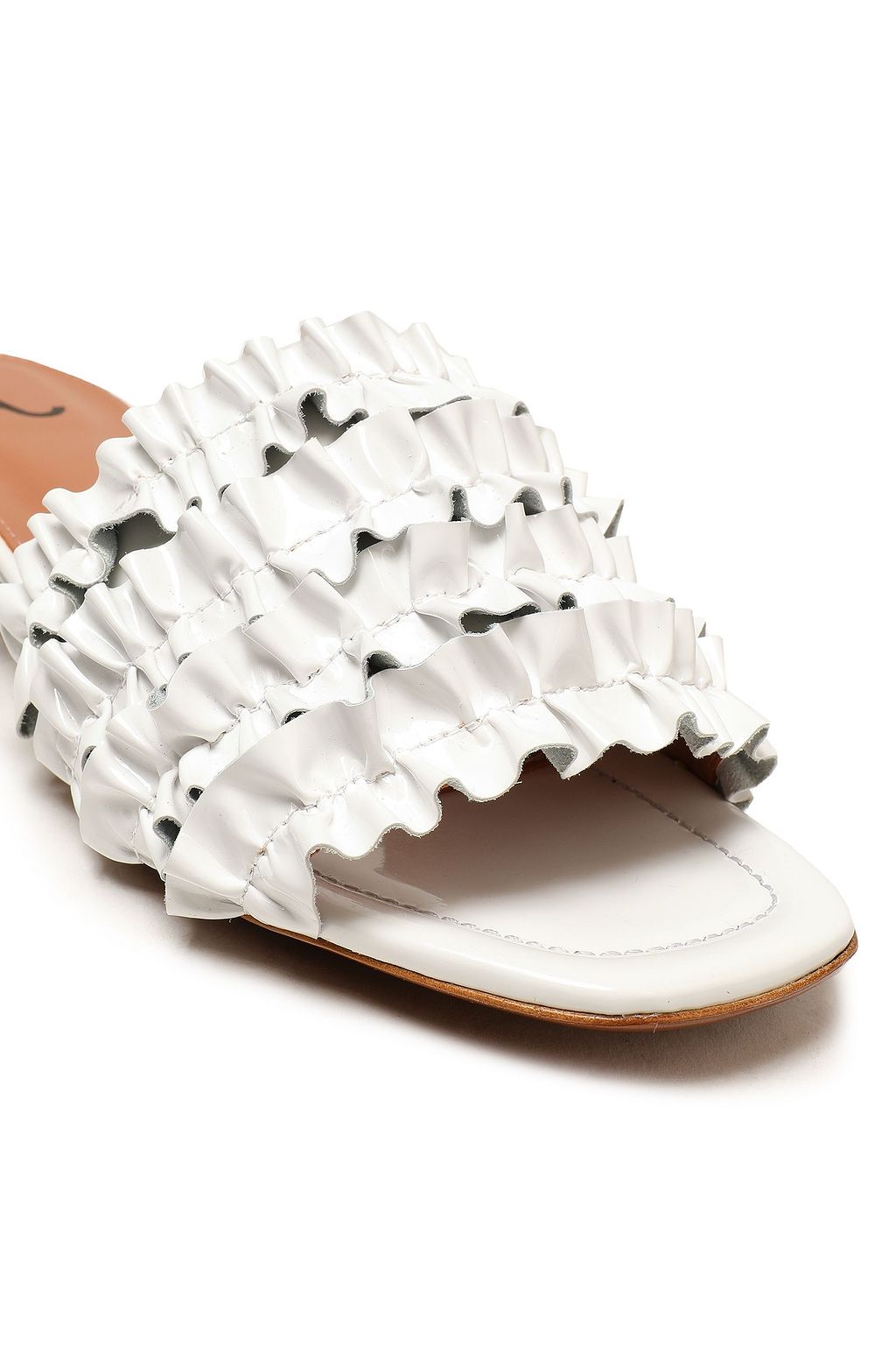 ALEXACHUNG Ruffled patent-leather mules