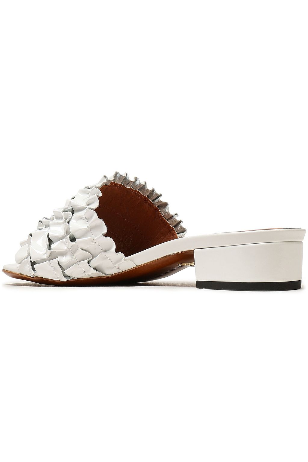 ALEXACHUNG Ruffled patent-leather mules