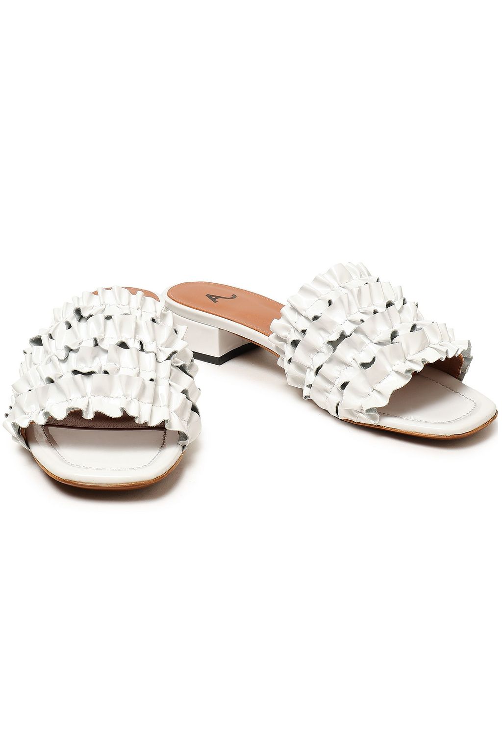 ALEXACHUNG Ruffled patent-leather mules