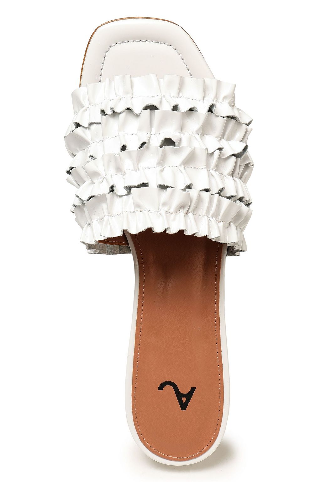 ALEXACHUNG Ruffled patent-leather mules