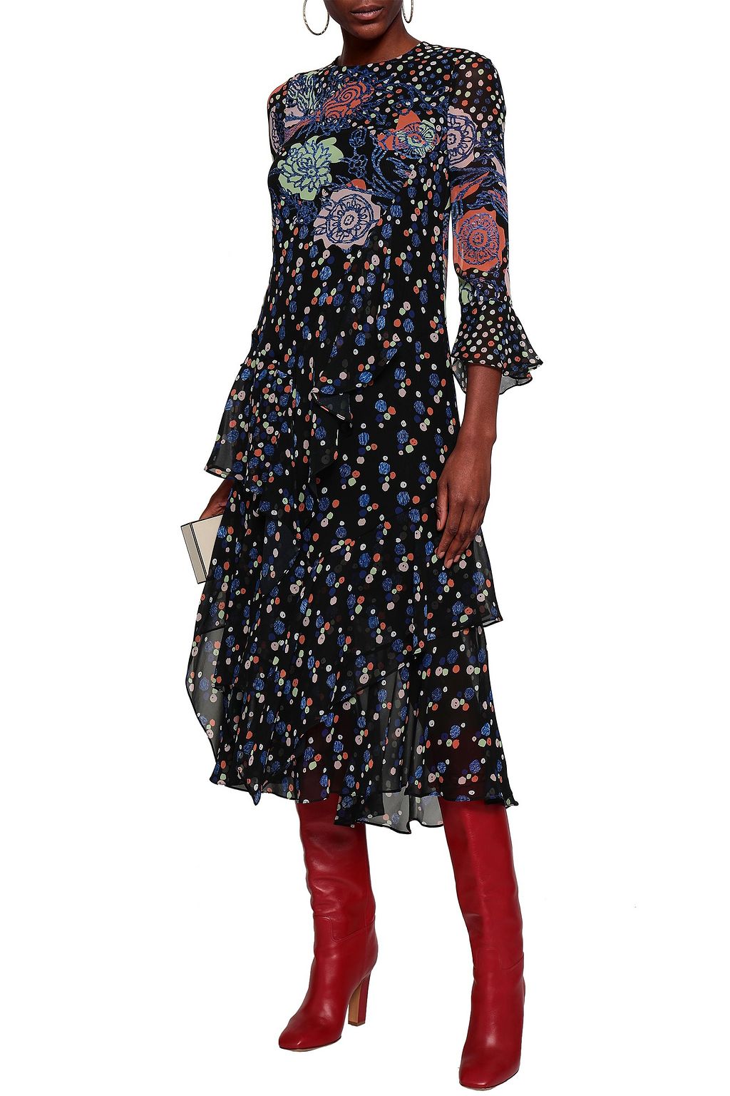 PETER PILOTTO Printed silk-chiffon midi dress