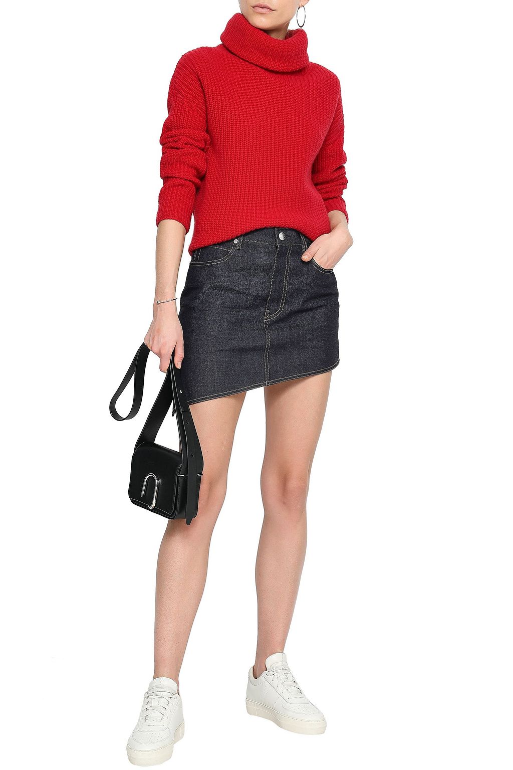 HELMUT LANG Asymmetric denim mini skirt