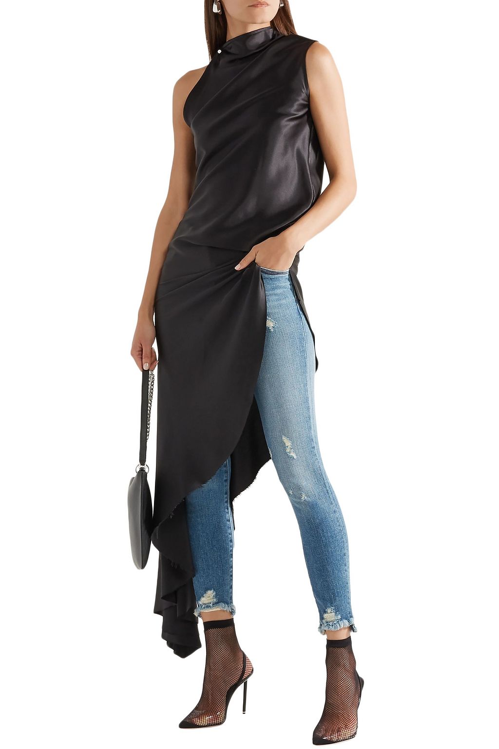 ALEXANDER WANG PVC-paneled stretch-mesh slingback pumps
