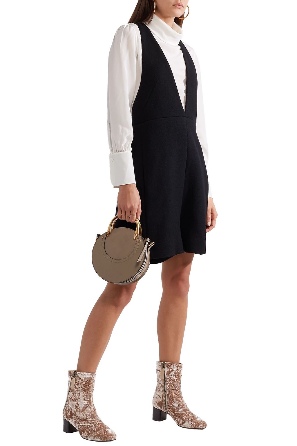 CHLOÉ Lexie crushed-velvet ankle boots