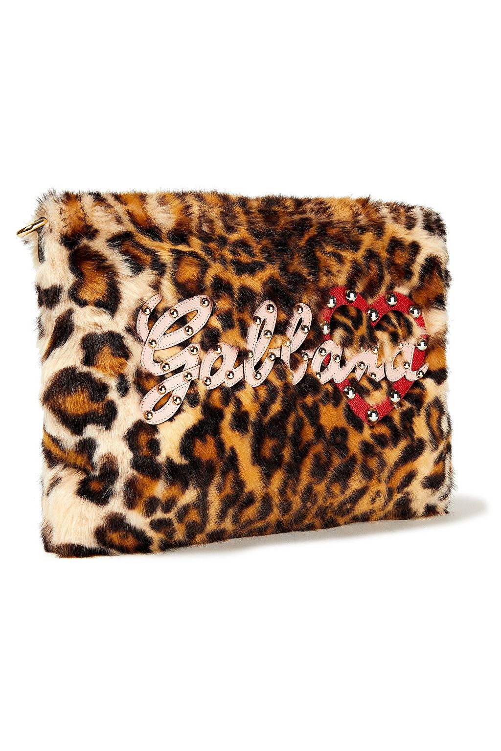 DOLCE&GABBANA Embellished leopard-print faux shearling clutch