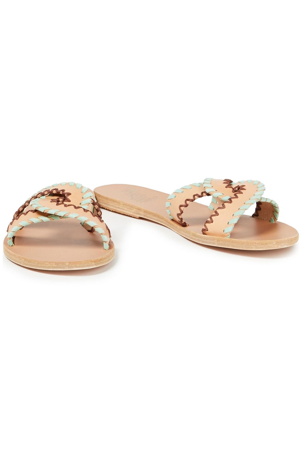 ANCIENT GREEK SANDALS Desmos metallic leather slides