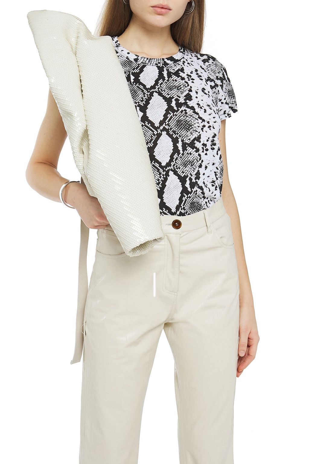 RICK OWENS Draped sequined cotton belt bag