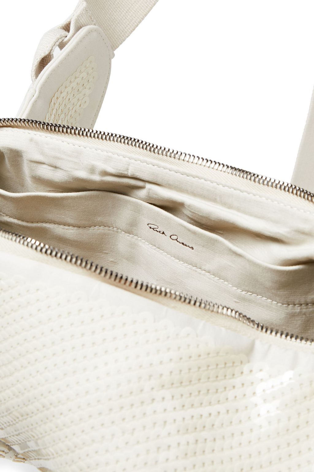 RICK OWENS Draped sequined cotton belt bag
