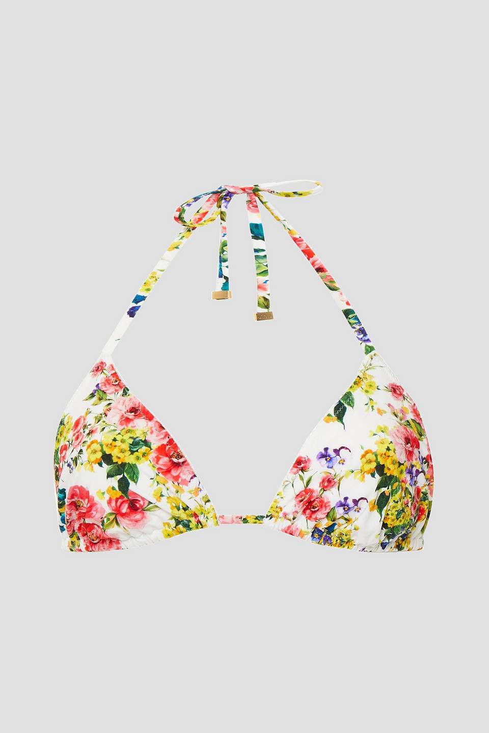 Dolce & Gabbana Floral-print Triangle Bikini Top In Multi