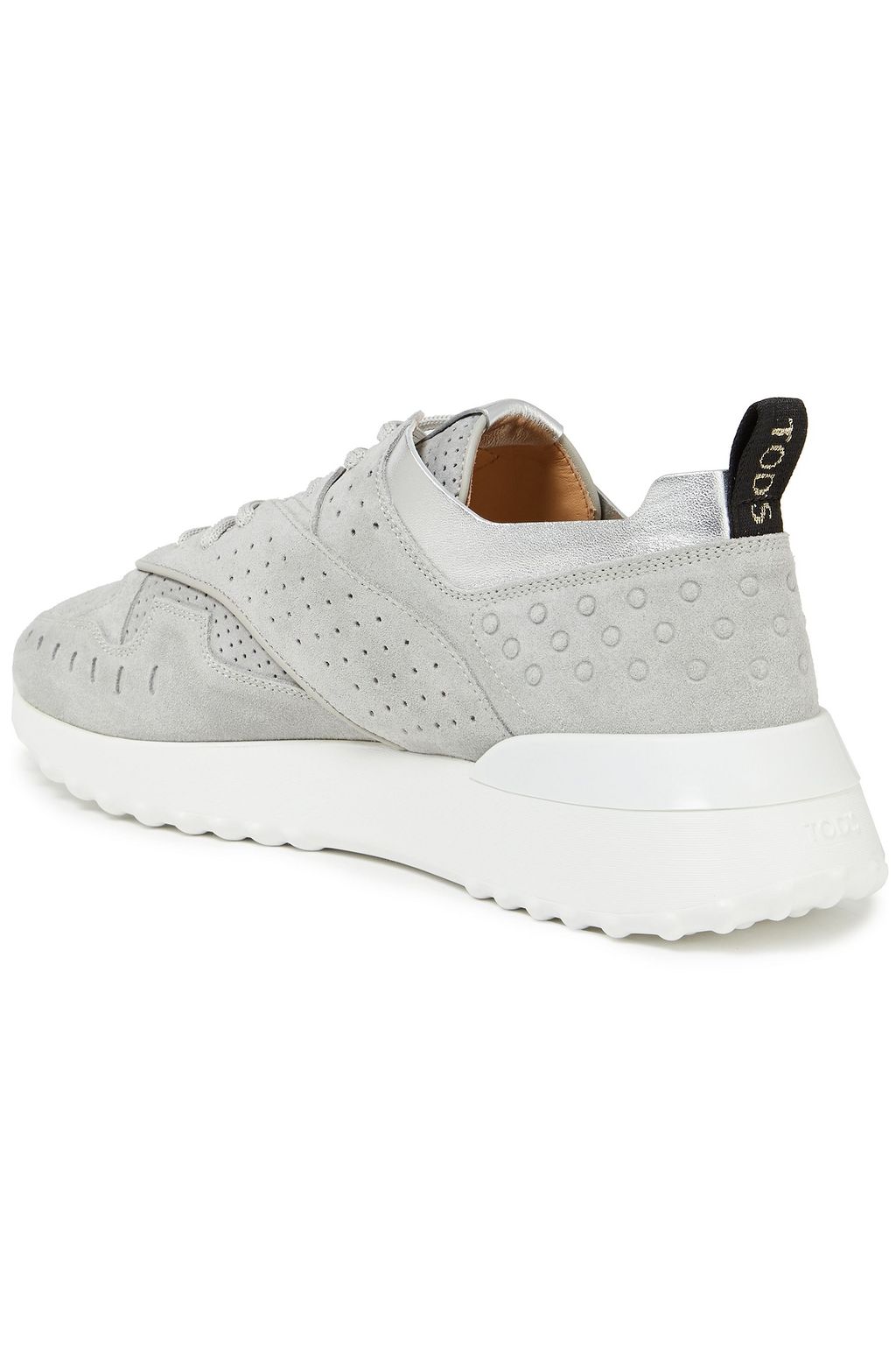TOD'S Fondo Sportivo Sneakers aus perforiertem Veloursleder mit Metallic-Besatz
