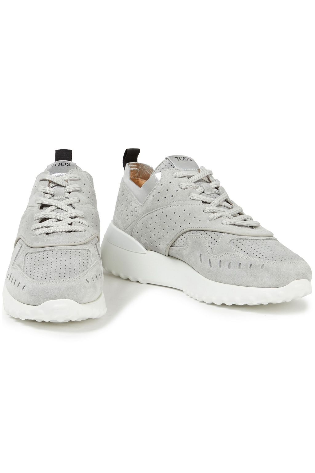 TOD'S Fondo Sportivo Sneakers aus perforiertem Veloursleder mit Metallic-Besatz