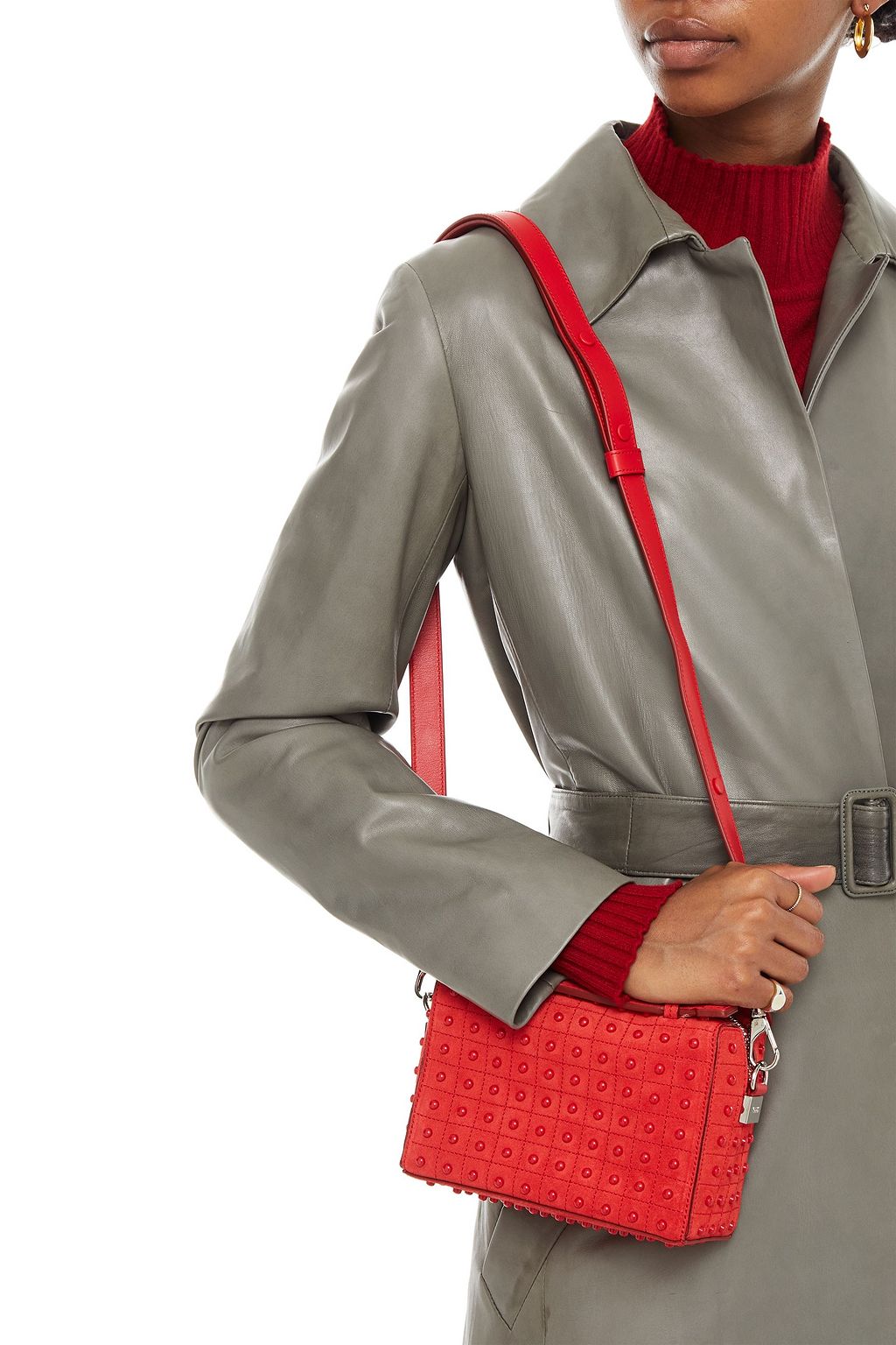 TOD'S Studded quilted suede shoulder bag